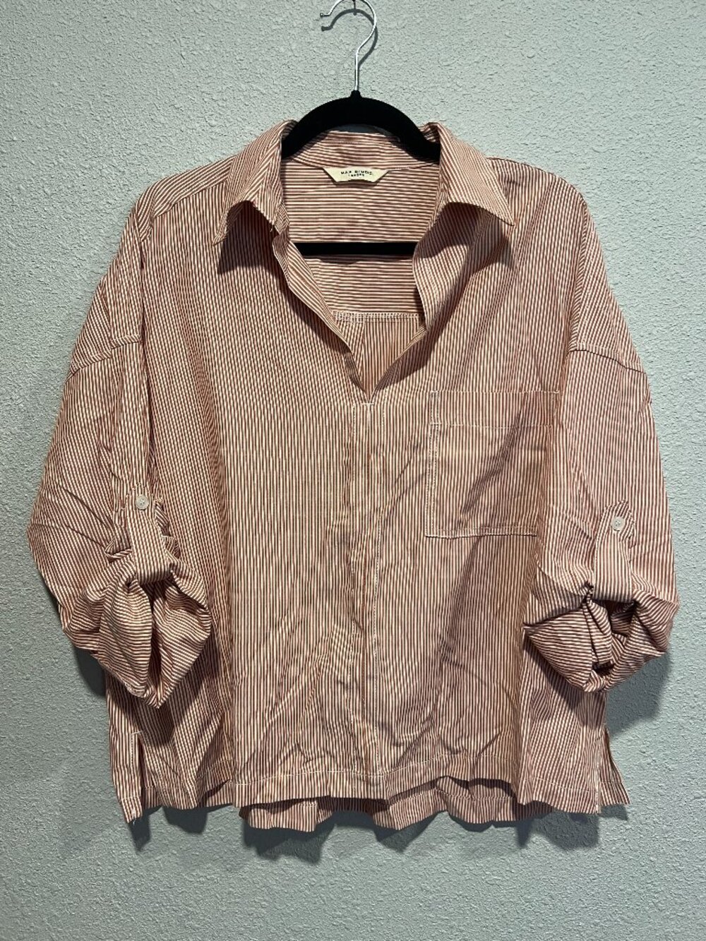 Max Studio Size Medum Pink/White Long Sleeve Top